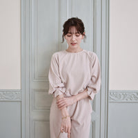 White Beige Blouse Set-Up