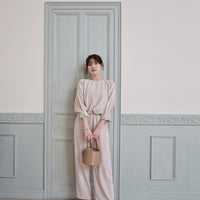 White Beige Blouse Set-Up