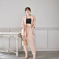 Pink Beige Satin Set-Up