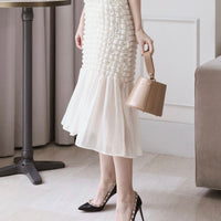 Embossed Puff Sleeve One-Piece