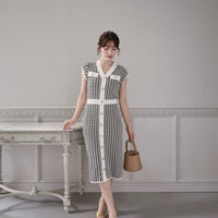 Hound's-tooth Pattern Knit One-Piece