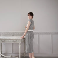 Hound's-tooth Pattern Knit One-Piece