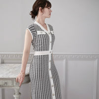 Hound's-tooth Pattern Knit One-Piece