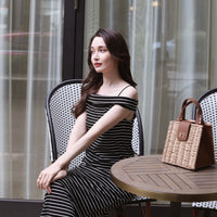 Offshoulder Border One-Piece