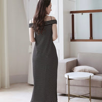 Offshoulder Border One-Piece